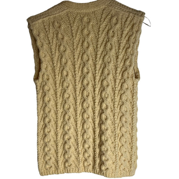 Vintage 1960's Hand Knitted Cable Knit Fisherman's Sweater Vest - Picture 2 of 5